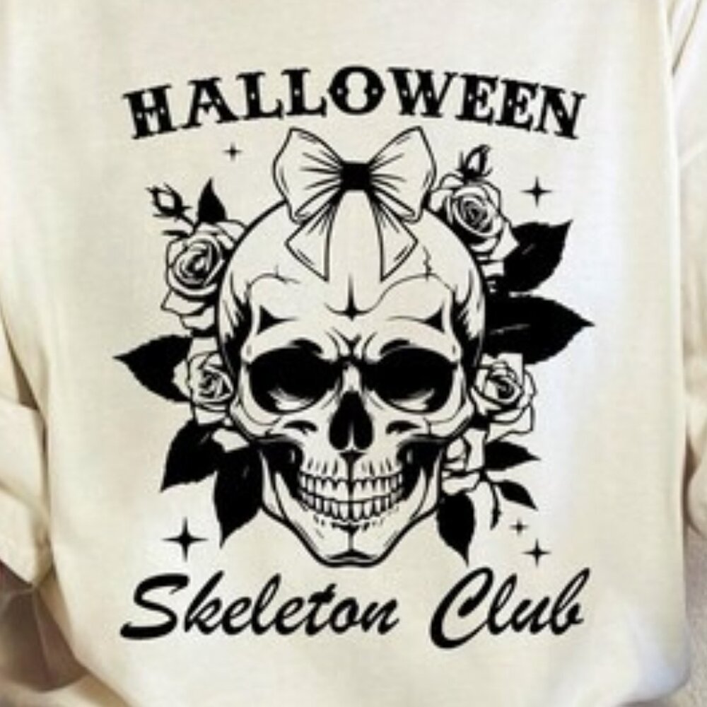Scary Skeleton Social Club T-Shirt, Coquette Halloween Shirt, Halloween Shirts - Picture 3 of 3